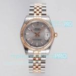 GS Factory Swiss Replica Rolex Datejust 31mm Watch Grey Face Two Tone Rose Gold 